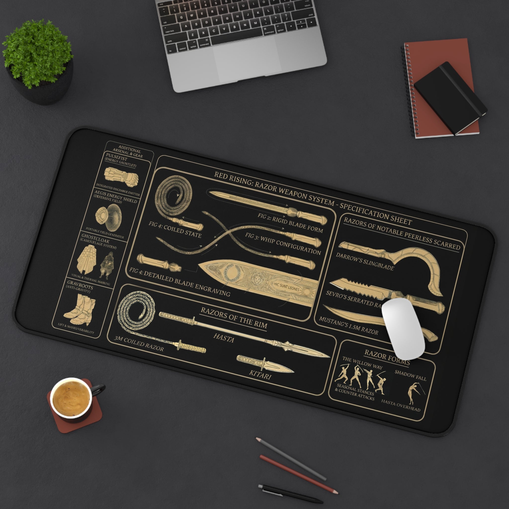 Red Rising Razor Blueprint Desk Mat