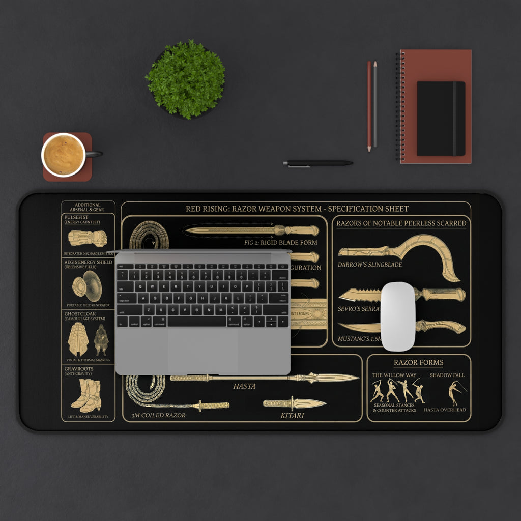 Red Rising Razor Blueprint Desk Mat