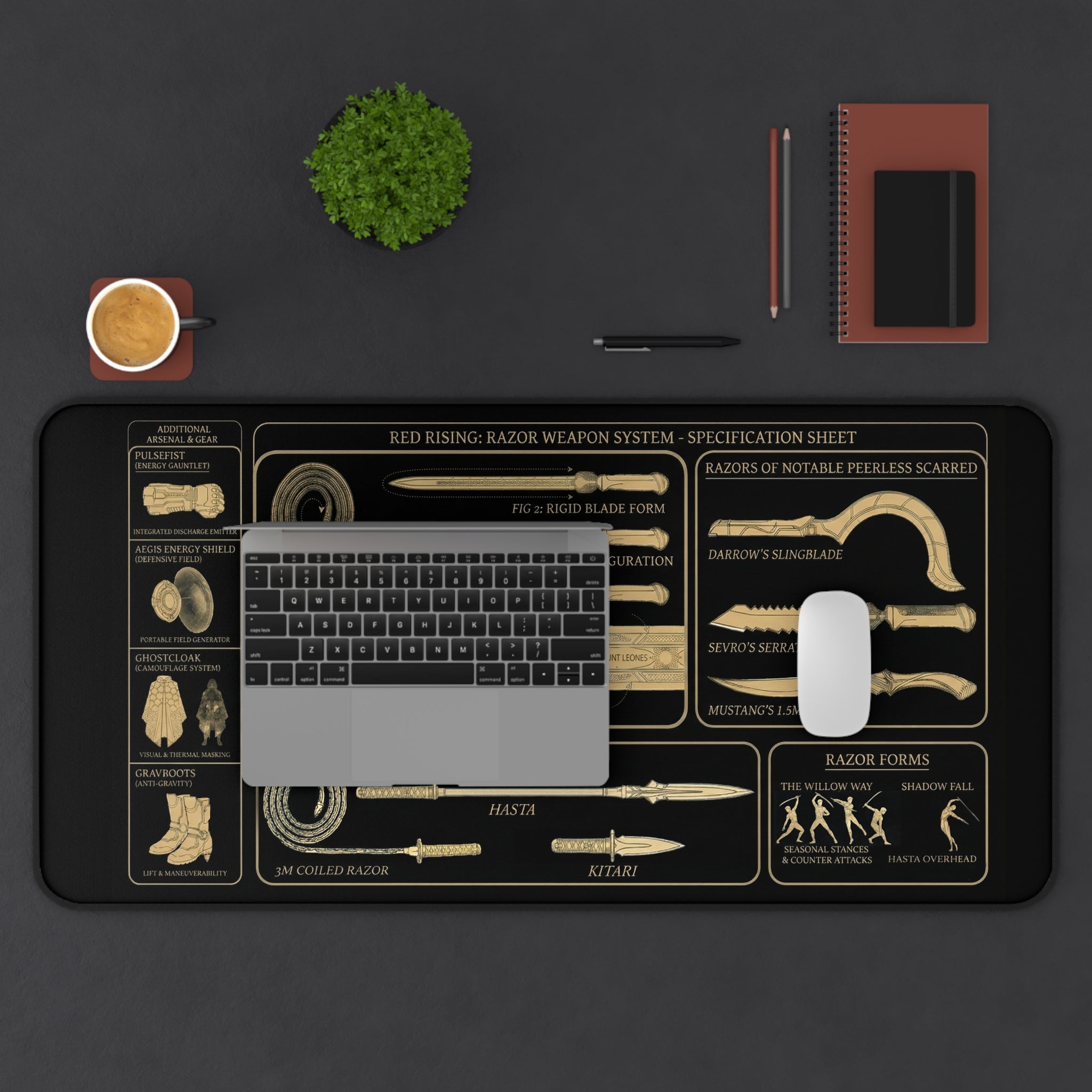 Red Rising Razor Blueprint Desk Mat