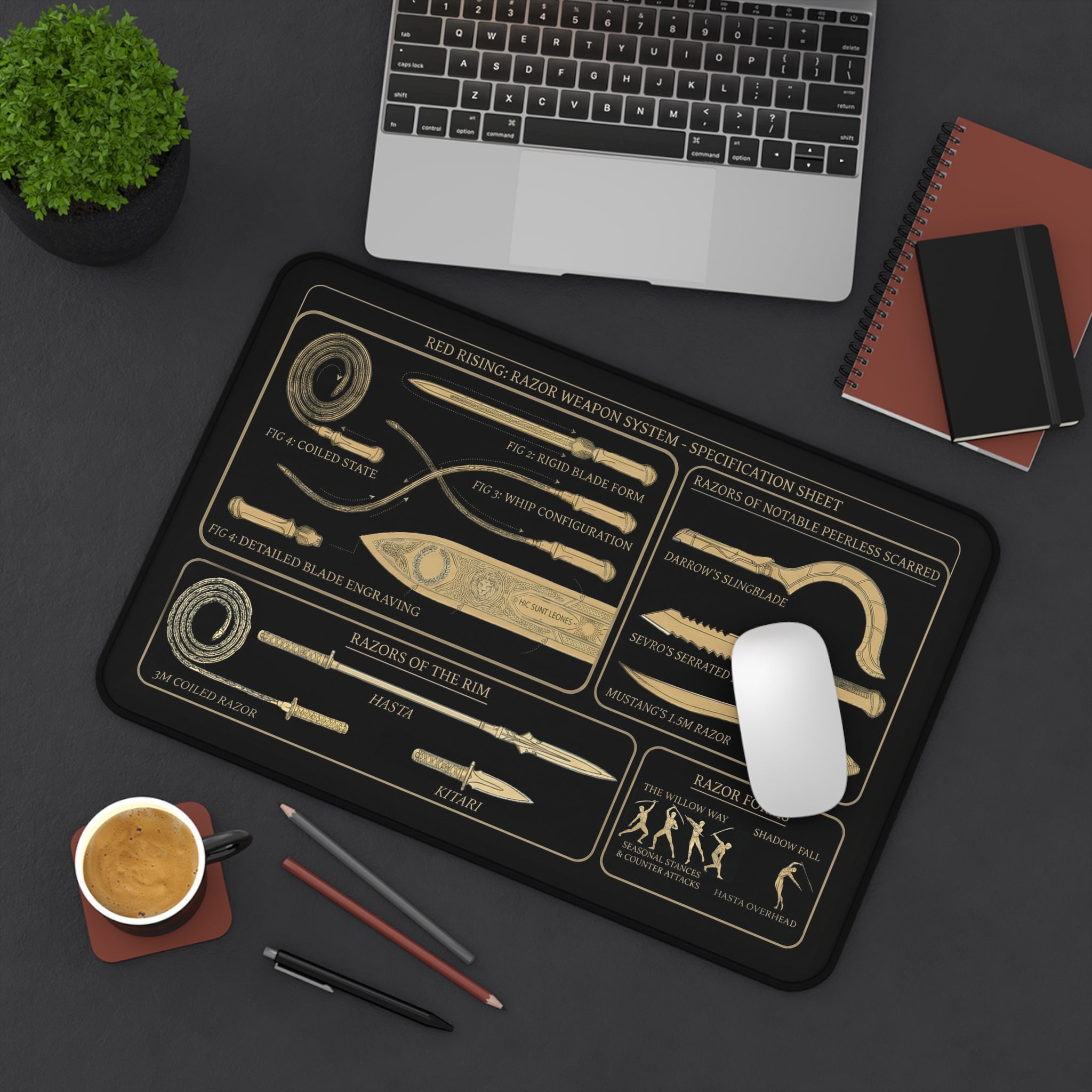 Red Rising Razor Blueprint Desk Mat
