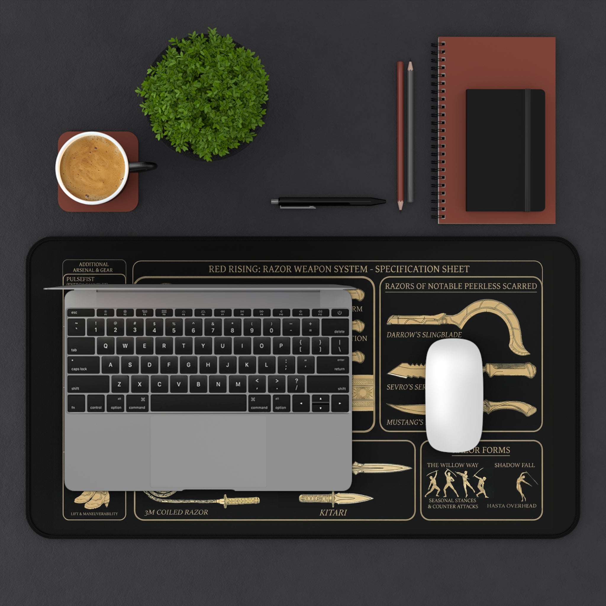 Red Rising Razor Blueprint Desk Mat