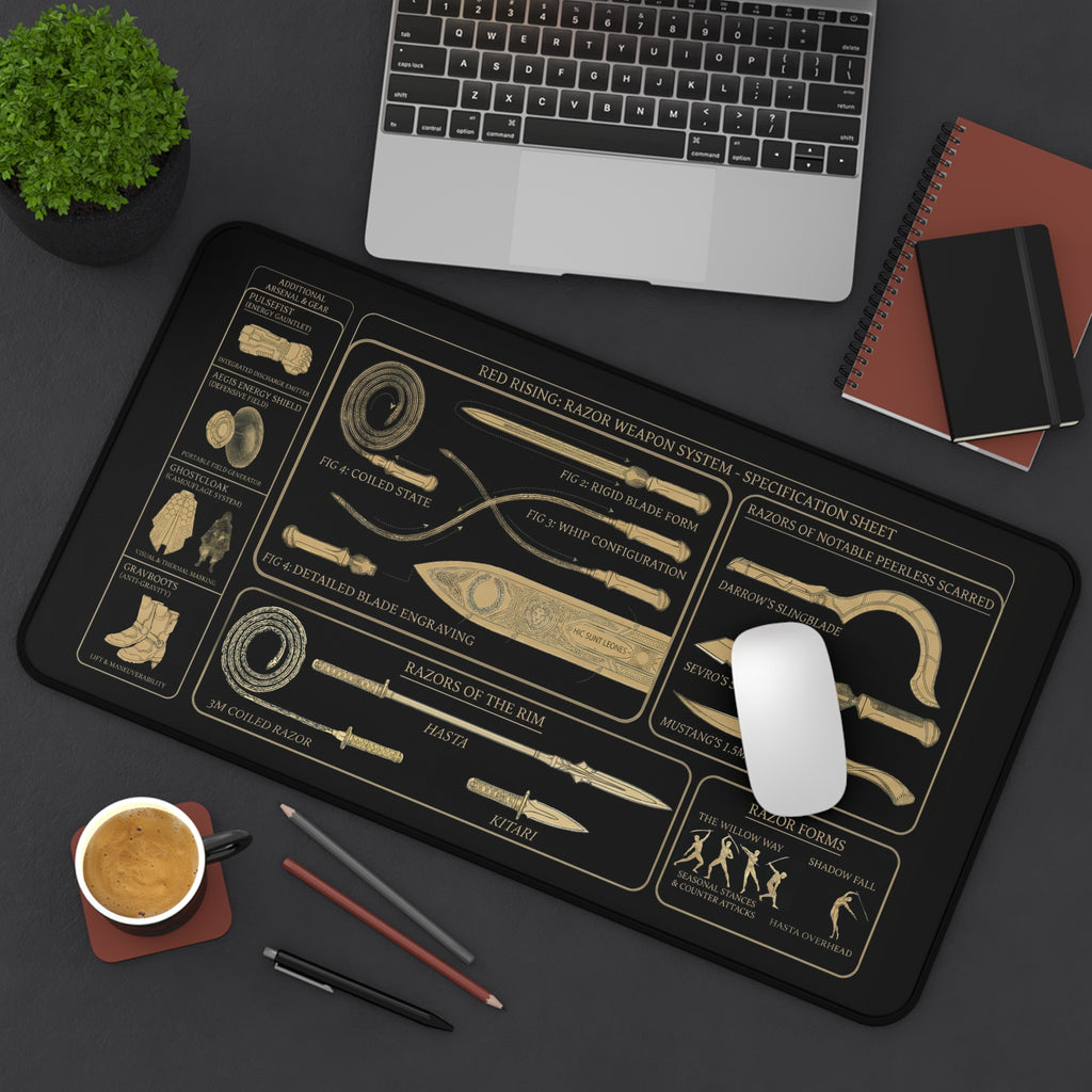 Red Rising Razor Blueprint Desk Mat