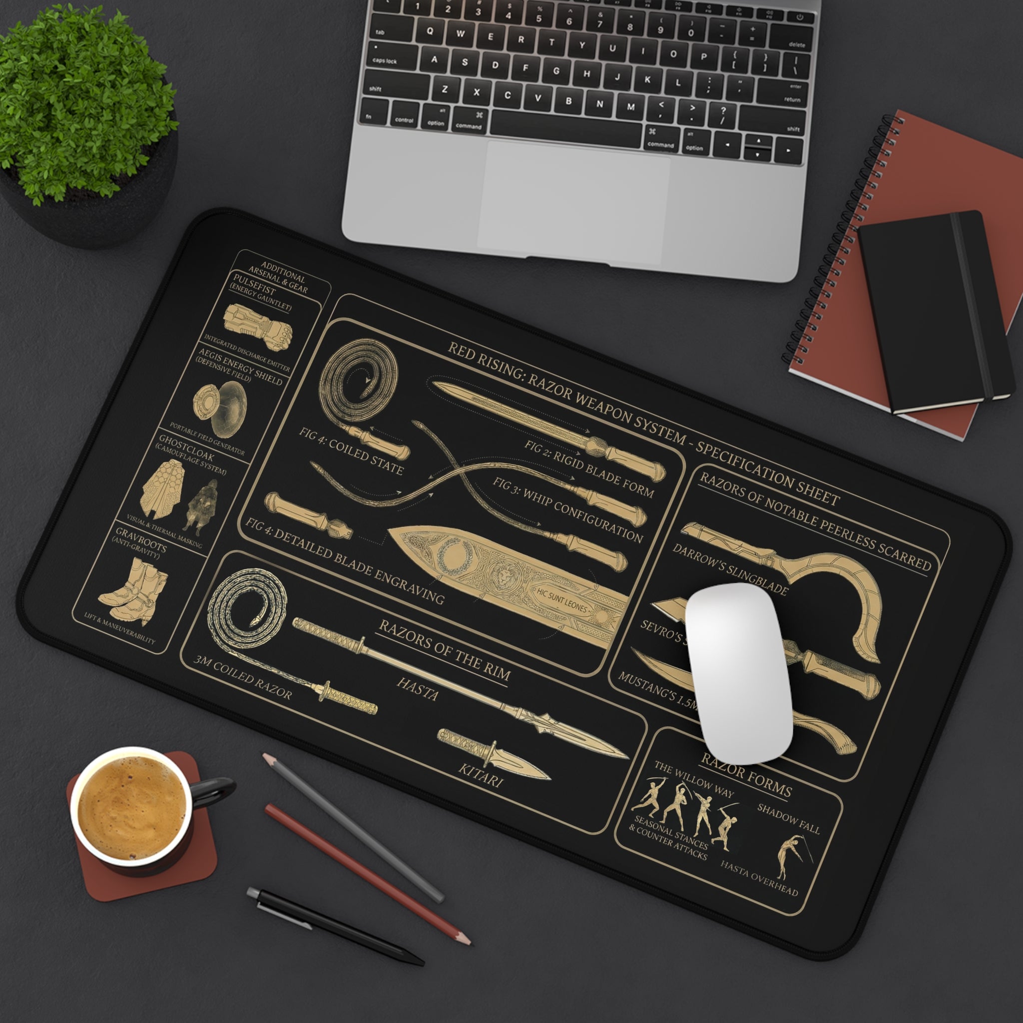 Red Rising Razor Blueprint Desk Mat