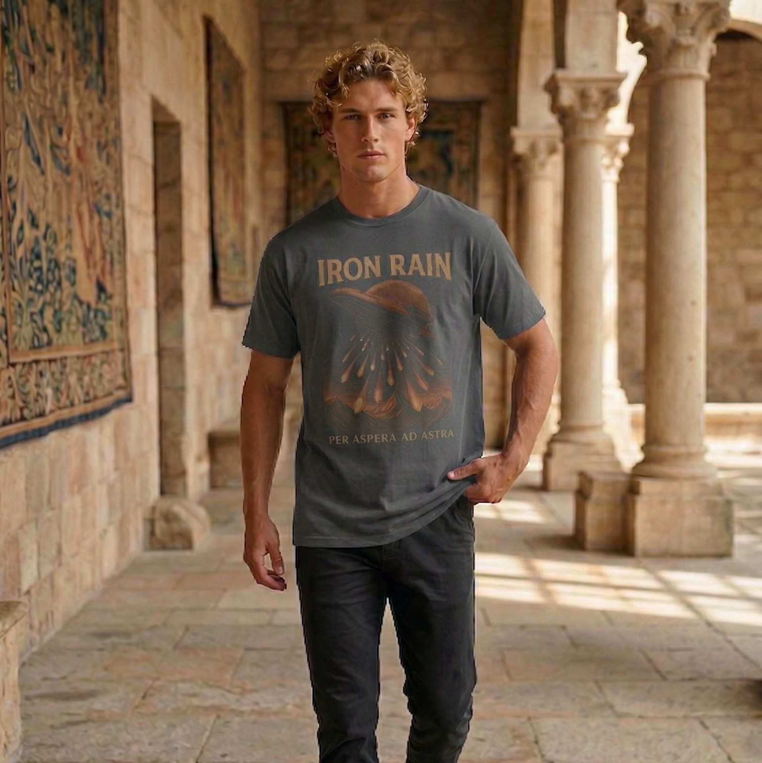 Iron Rain Red Rising T-Shirt | Per Aspera Ad Astra